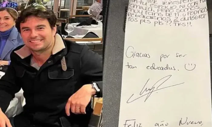 Así agradeció ‘Checo’ Pérez la atención a meseras en Año Nuevo