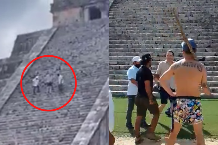 Golpean y detienen a turista por subir a pirámide de Chichén Itzá