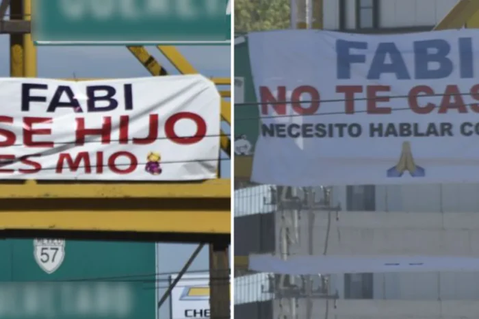 ‘Fabi no te cases, ese hijo es mío’; aparecen lonas de desamor