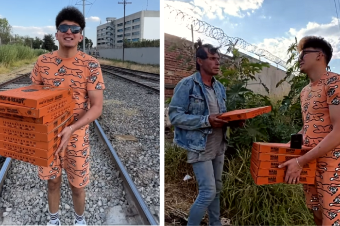 HotSpanish regresa al lugar donde lo asaltaron y reparte pizzas