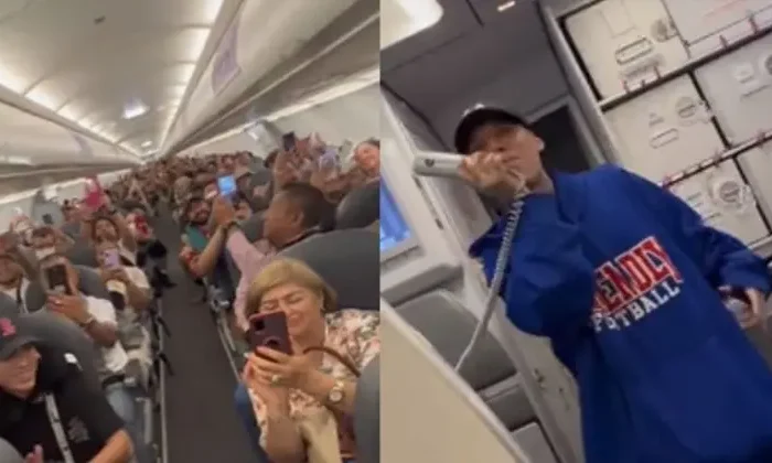 Santa Fe Klan canta en pleno vuelo; emociona a pasajeros