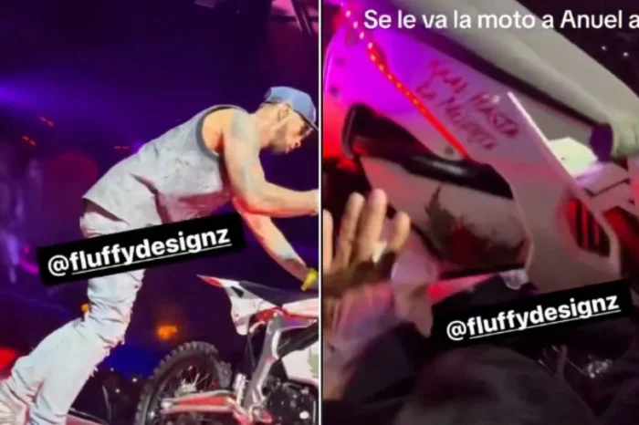 Anuel AA avienta por accidente su motocicleta al público, en pleno concierto
