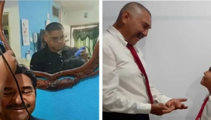 Maestro se rapa en apoyo a su alumno con cáncer