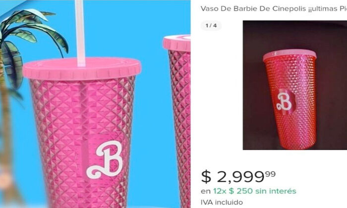 Ofrecen en internet el vaso de Barbie la película hasta en 3,000