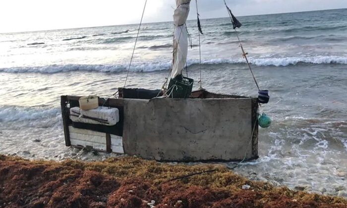 Rescatan a cubanos que llegaron a Tulum en una balsa