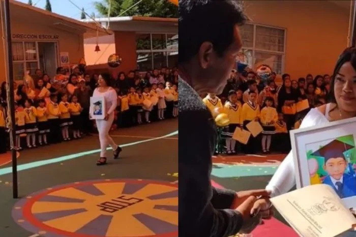 Madre acude a graduación del kínder de su hijo fallecido cargando su foto