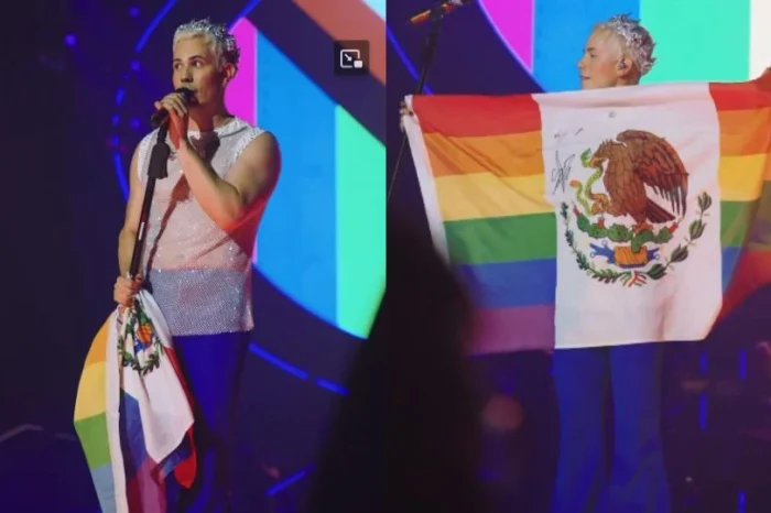 Christian Chávez ondea bandera de México con colores LGBT