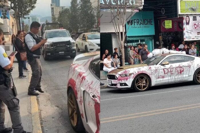 Joven pasea con auto manchado de ‘sangre’ en Monterrey ¡y lo detienen!