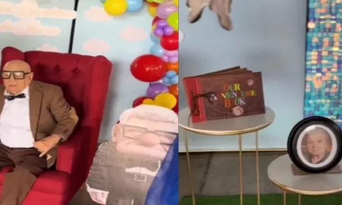 Abuelito celebra su cumpleaños con temática de ‘Up’ y recuerda a su esposa fallecida
