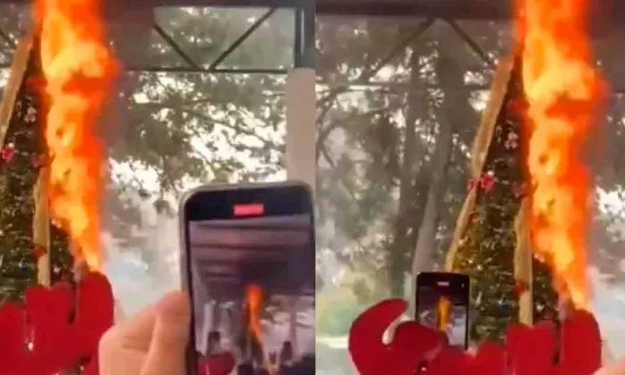 Encendido de árbol navideño termina en incendio