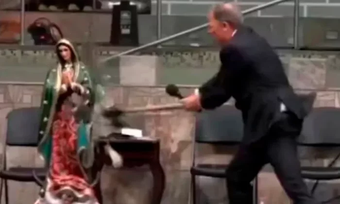 Pastor destruye imagen de la Virgen de Guadalupe
