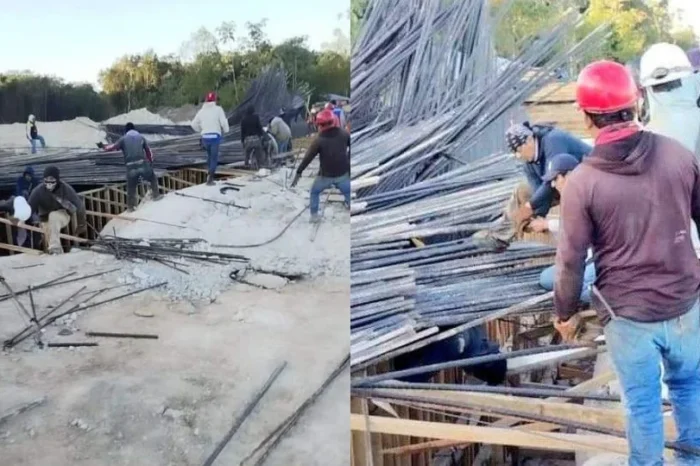 Estructura del Tren Maya colapsa y deja a 2 trabajadores heridos