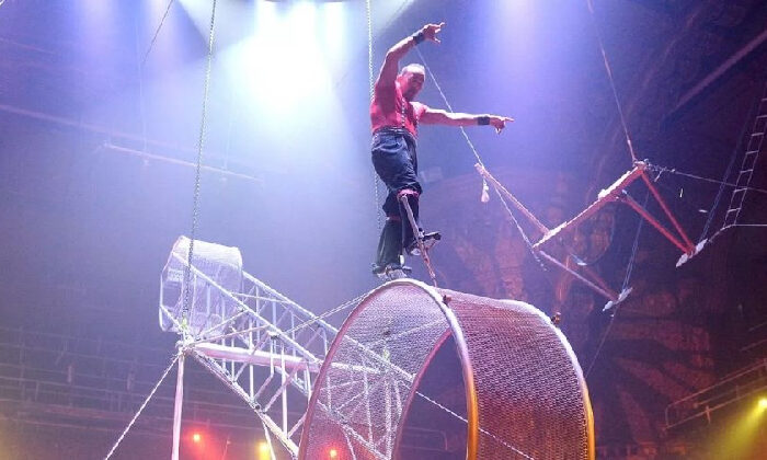 Acróbata de circo cae de “La Rueda de la Muerte” y desata pánico entre los asistentes