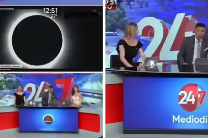 Conductores viven bochornoso momento mientras mostraban videos del eclipse solar