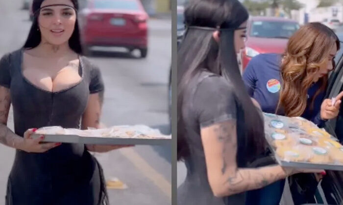 Captan a Karely Ruiz vendiendo pays en la calle y la critican en redes