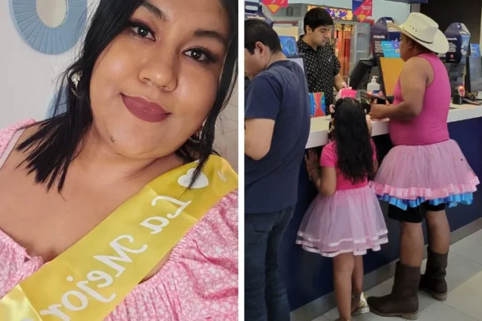 Muere esposa de hombre que se vistió de rosa para llevar a su hija al cine en Tamaulipas