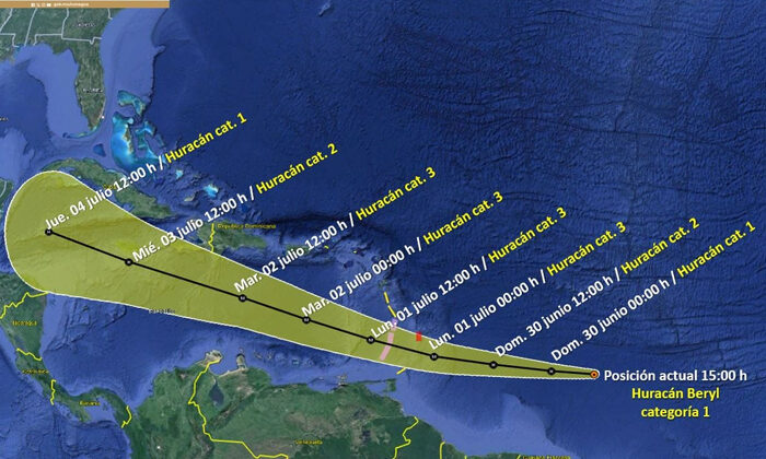 Se convierte Beryl en huracán categoría 1
