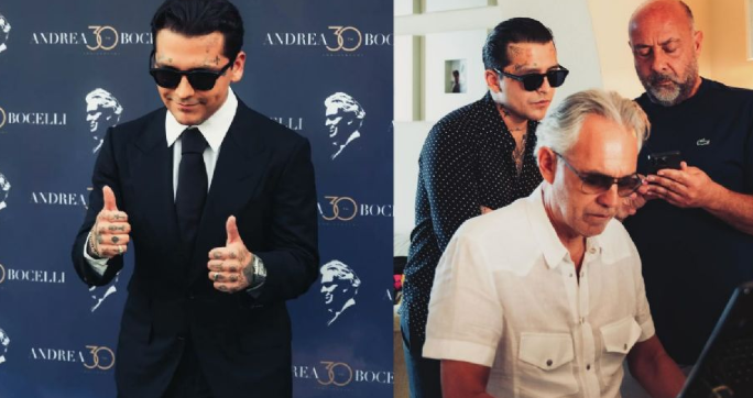Christian Nodal canta con Andrea Bocelli en festejo de los 30 años de carrera del tenor