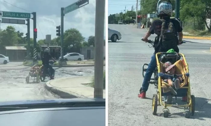 Condenan a joven por jalar con moto carriola con niño