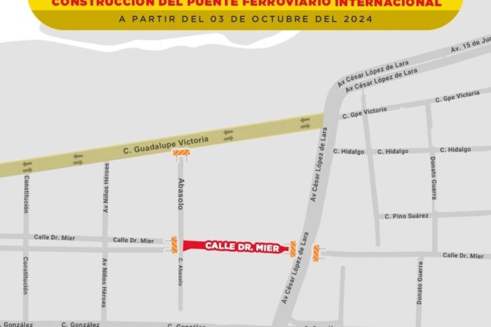 CIERRAN VIALIDADES POR TRABAJOS EN EL SEGUNDO PUENTE DE FERROCARRIL