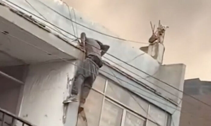 Arriesga su vida para salvar un perrito atrapado en incendio