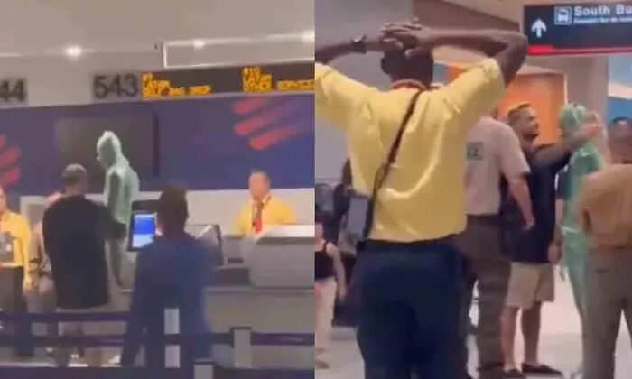 Sujeto se envuelve en plástico para pasar como equipaje en el aeropuerto