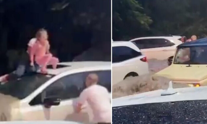 Hombre rescata a niña atrapada en una camioneta durante inundación