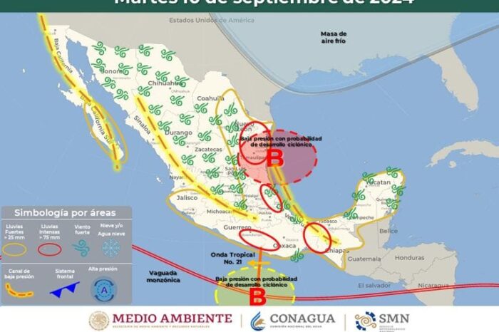Vienen lluvias con potencial ciclónico hacia Tamaulipas