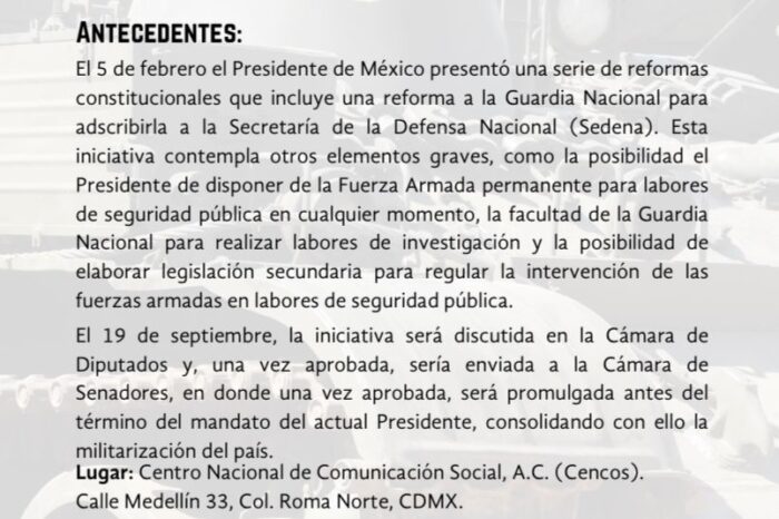 Conferencia de prensa: Aprobación de la Reforma Constitucional sobre la guardia nacional: poder total a las Fuerzas Armadas