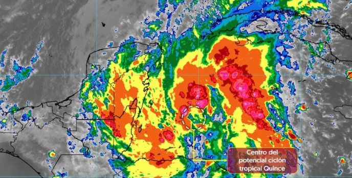 Emiten alerta por potencial ciclón tropical 'Quince'; va rumbo a Quintana Roo