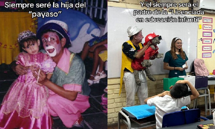 Maestra enternece las redes al presumir con orgullo a su papá payasito