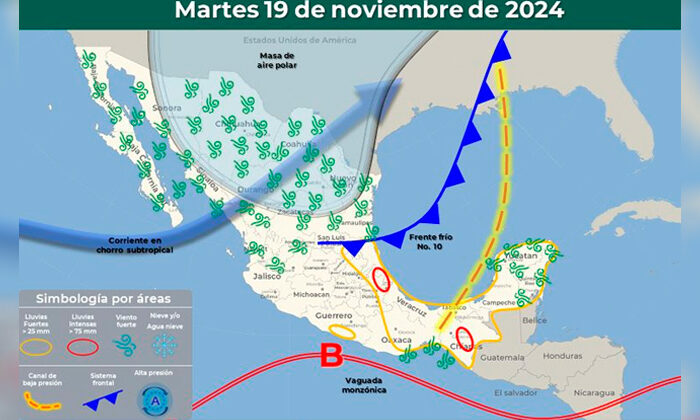 Frente frío número diez bajará la temperatura y traerá lluvia: SMN