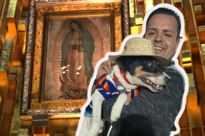 Perrito visita a la Virgen de Guadalupe tras vencer una bacteria mortal