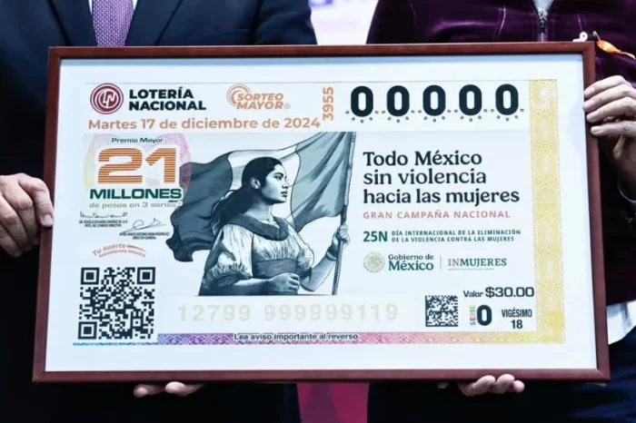 Lotería Nacional presenta billete conmemorativo en contra de la violencia hacia las mujeres