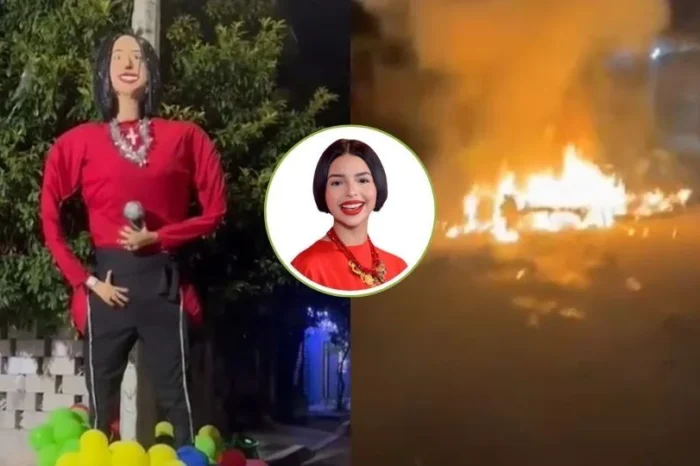 Queman enorme piñata de Ángela Aguilar para despedir el año en Cancún