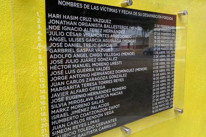 Colocan en Memorial listado de víctimas de Desapariciones Forzadas registradas en 2018