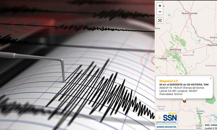 Se registra sismo de 4.0 en Tamaulipas