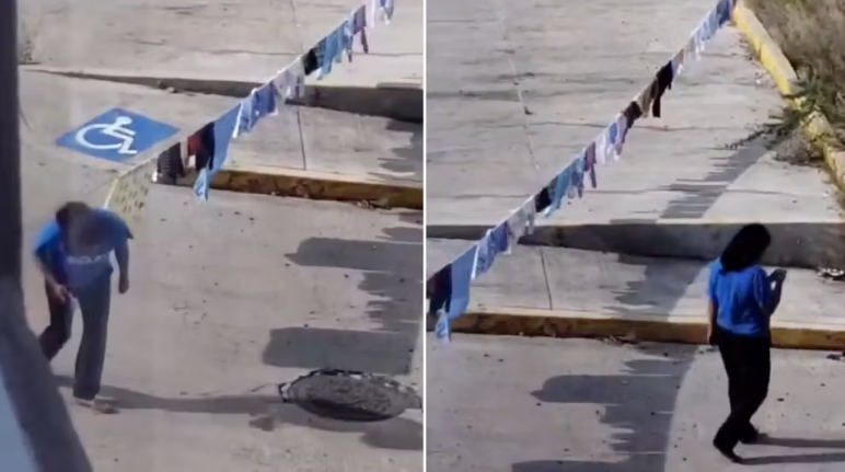 ¡Surge “Lady Tendedero”! Vecina invade cajones de estacionamiento para secar su ropa
