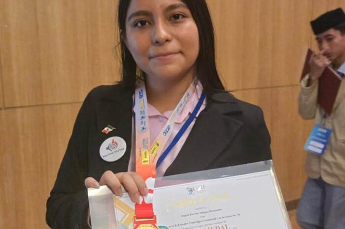 Estudiante tamaulipeca gana oro en Indonesia con un extintor acústico