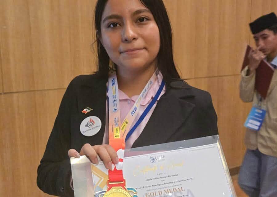 Estudiante tamaulipeca gana oro en Indonesia con un extintor acústico