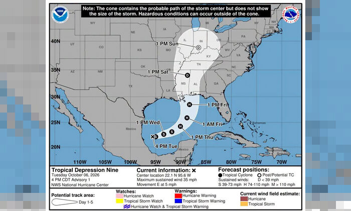 🌧️ Nace la Depresión Tropical Nueve frente a Tamaulipas; se aleja rumbo a EU